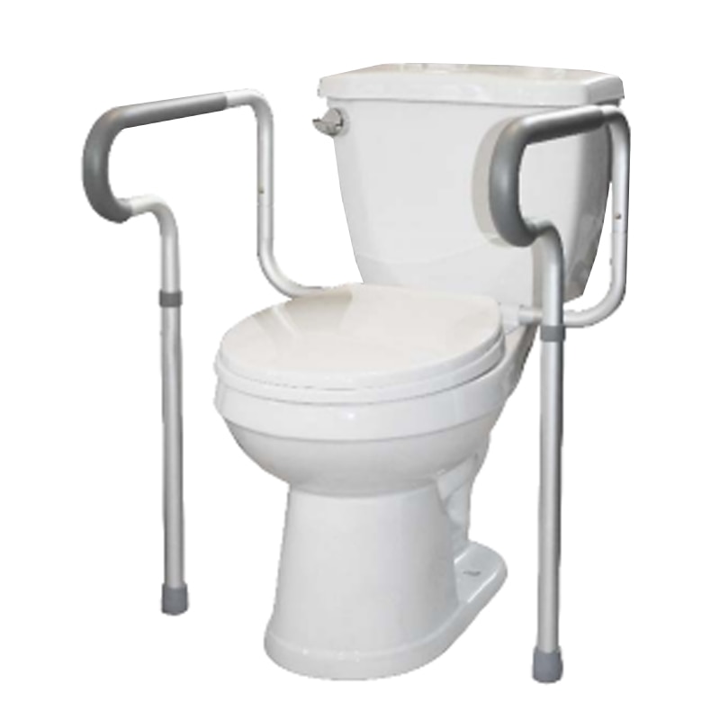 Grab bar attached to the toilet with Recessed legs