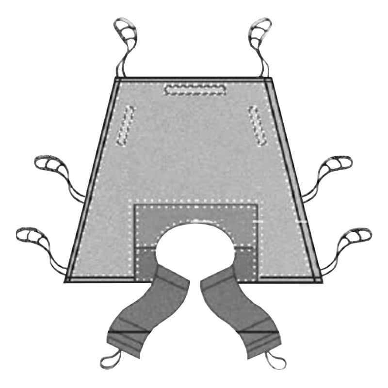 Patient lift Sling, with ultra-slippery fabric double legs - 6 straps without headrest